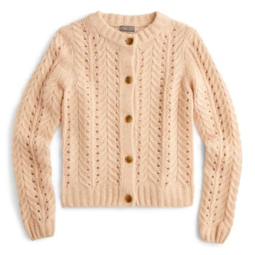 NWT POINT SUR J Crew Pointelle Knit Cardigan - Picture 3 of 13